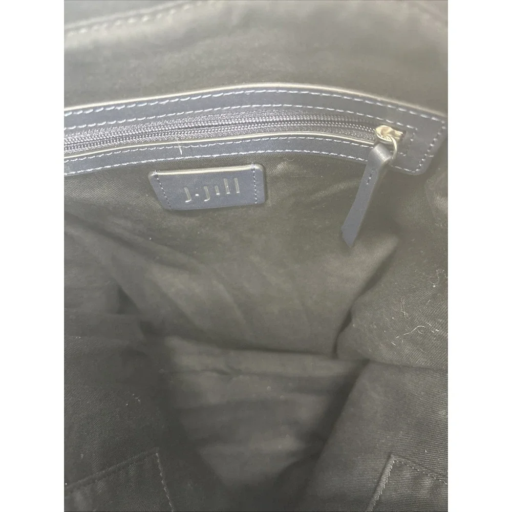 J Jill Leather Shoulder Bag Tote Classic Navy Blue Purse Quiet Luxury Hobo